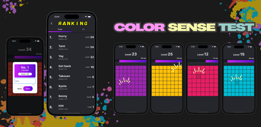 [NEW GAME APP] Color Sense Test – Find Game 色彩テスト – 色違いを探すゲーム あなたの色彩感覚を ...